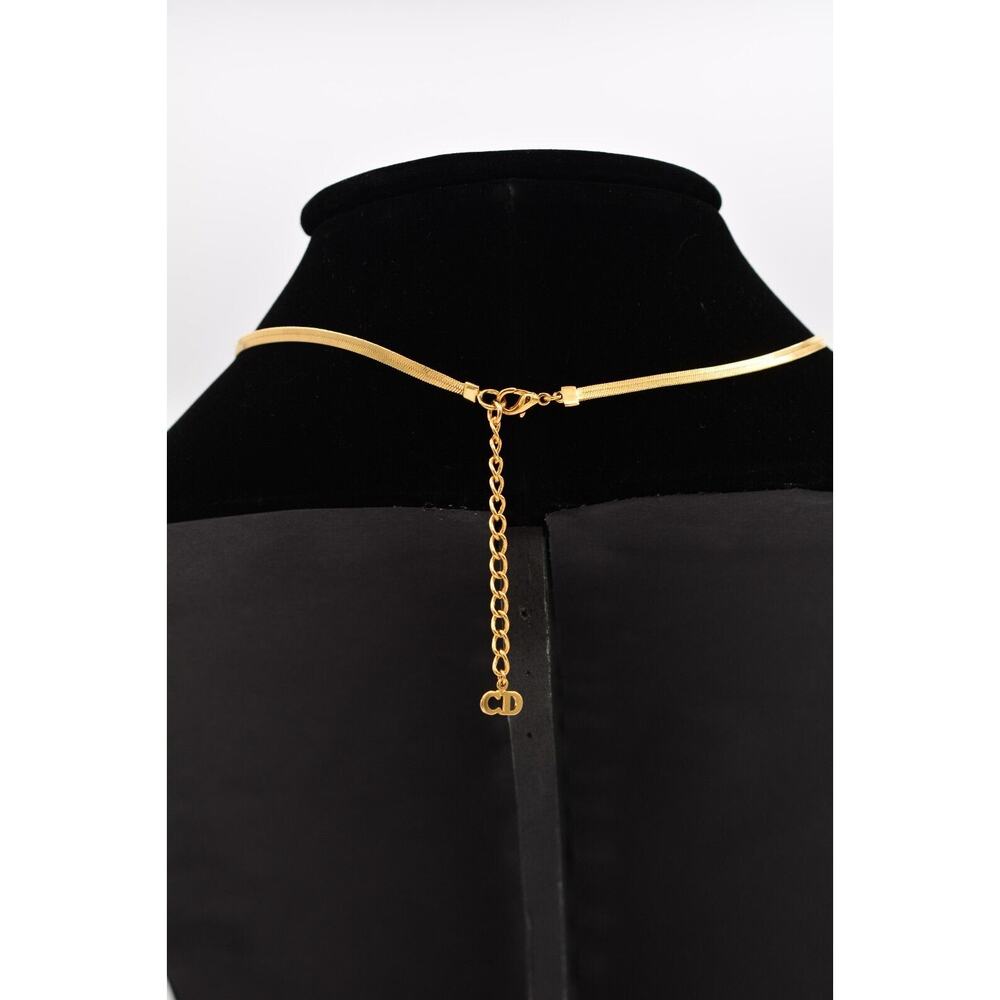 Christian Dior Vintage Logo CD Bow Necklace Collar  Charm Gold Chain Signed Bin5 - Picture 6 of 12